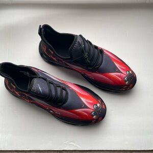 Red and Black Graphic Sneakers